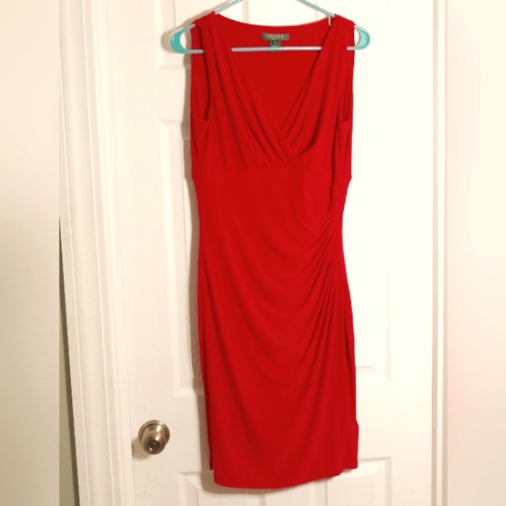 Midi dress LAUREN Ralph Lauren faux wrap V-neck Sleeveless 8